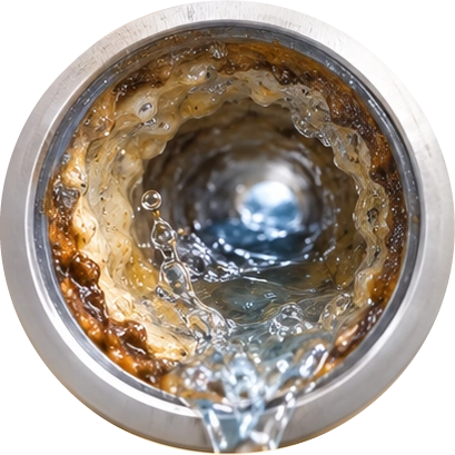 Pipe narrowed by buildup